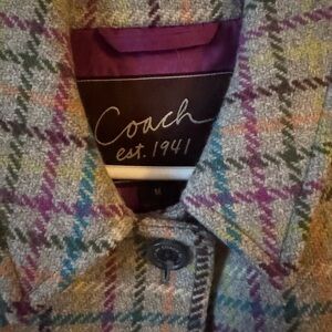 Coach Multicolor Plaid Pea Coat